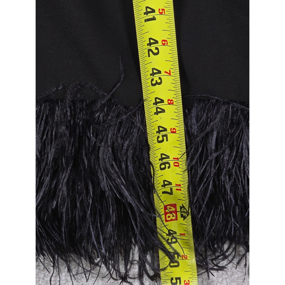 LIKELY Hadley Dress Black Halter Rhinestone Keyhole Ostrich Feather Hem Midi 0 - Picture 9 of 13